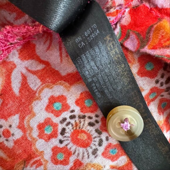 Anthropologie Boho Floral Pajama Set Farm Rio Inspired Print Red Pink Sleepwear - Picture 11 of 14